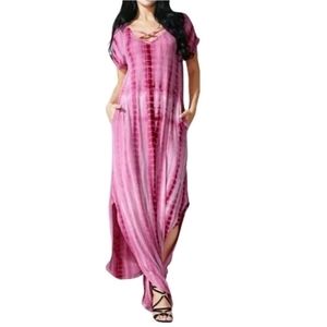 Jay Jay Plus Size Tie Dye Short Sleeve Maxidress